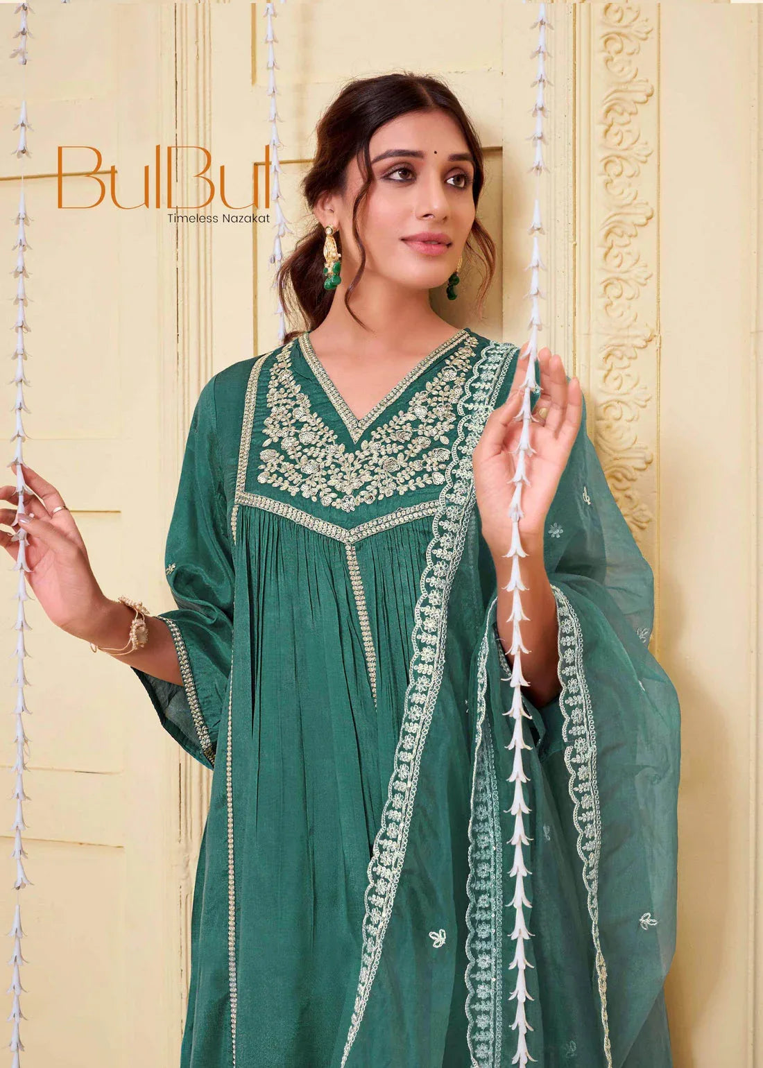 Praniti Viscose Mustard & Green Kurta Set with Dupatta for Women | Festive Ethnic Wear - warehousetech13