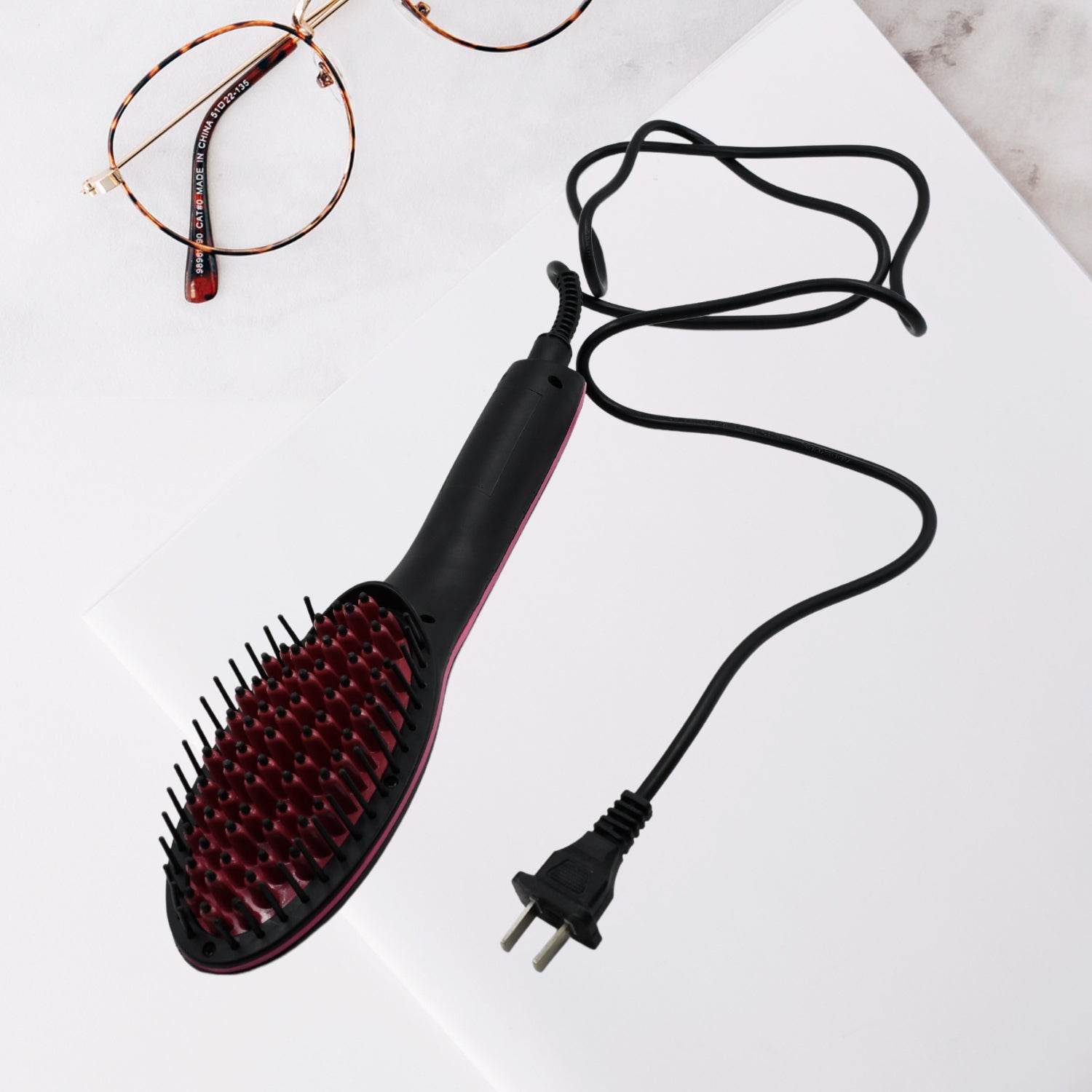 Electric 2 In 1 Ceramic Hair Straightener Straightening Comb Brush With Lcd Screen Temperature Control Display For Women - warehousetech13