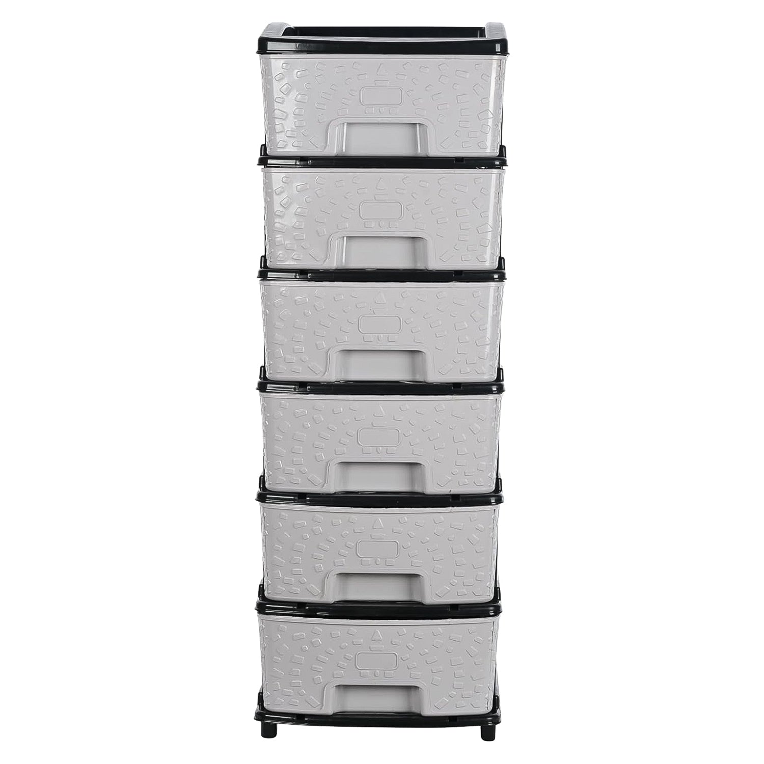 6-layer Heavy-duty Plastic Drawer Organizer Cabinet With Stone Texture Drawers - warehousetech13
