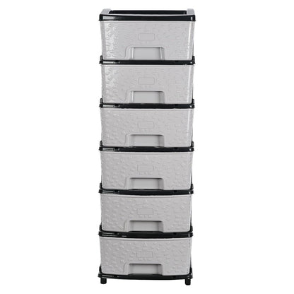 6-layer Heavy-duty Plastic Drawer Organizer Cabinet With Stone Texture Drawers - warehousetech13