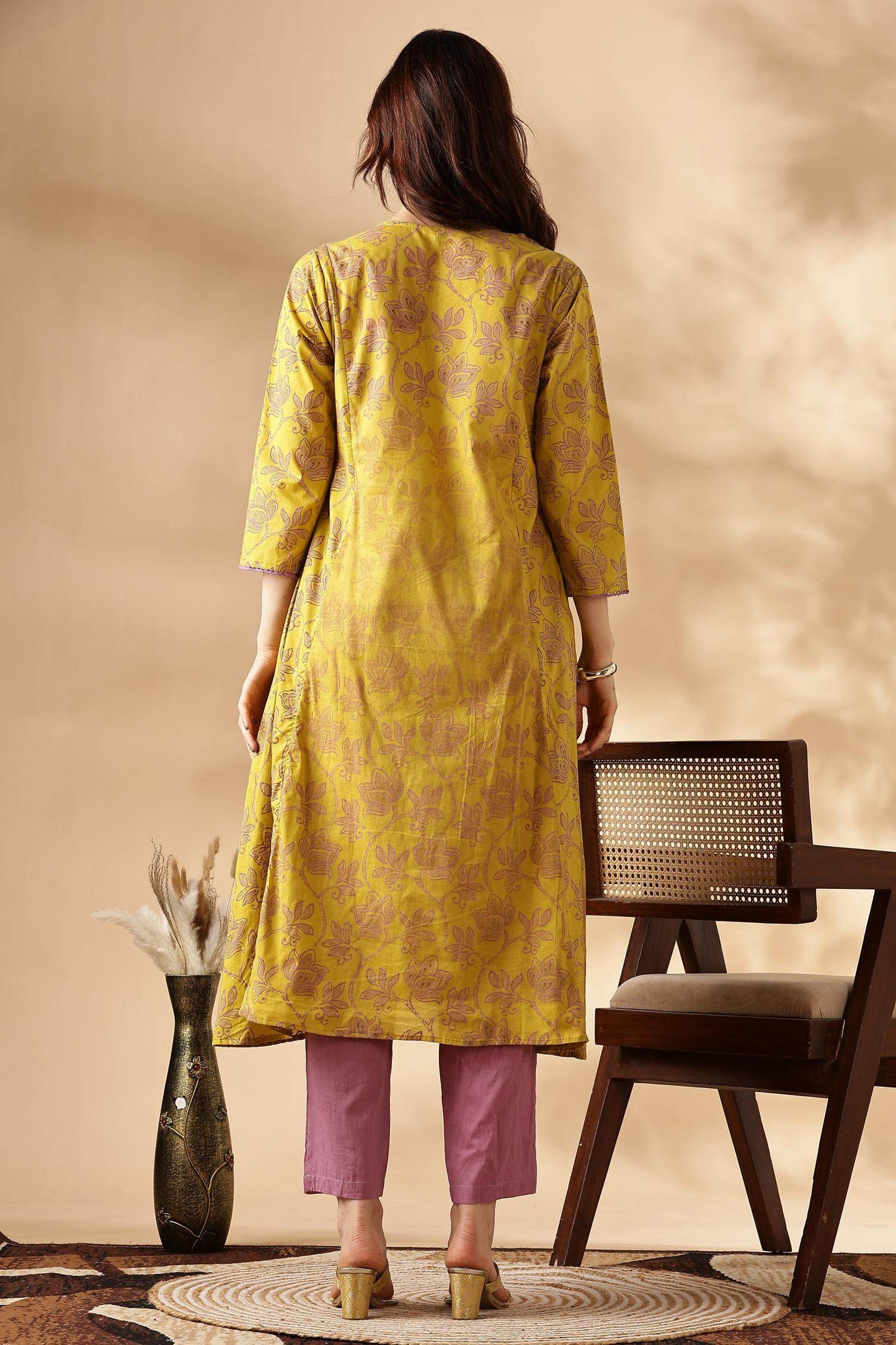 Women's Karina Mustard Cotton Kurta Set with Dupatta – Traditional Ethnic Ensemble