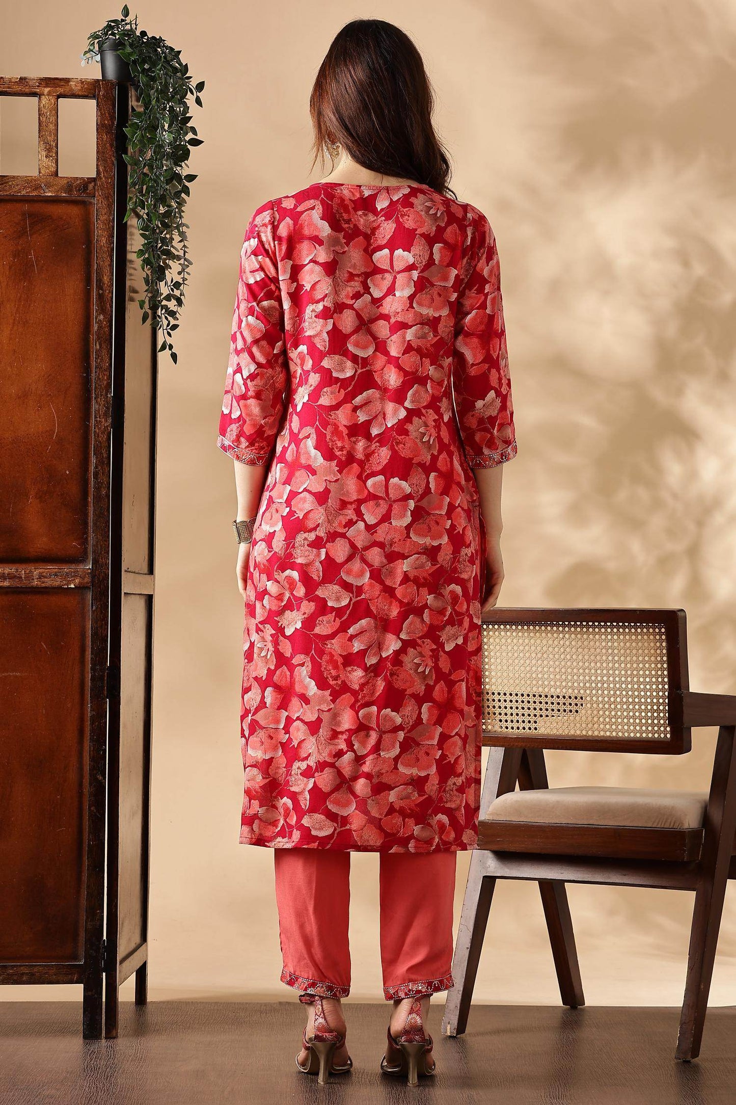 Simar Rayon Fuschia & Rama Kurta Set with Dupatta - Stylish Women’s Ethnic Wear, Comfortable & Vibrant Outfit