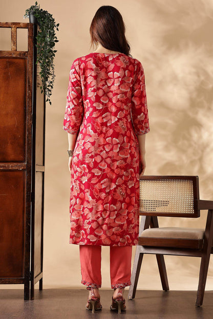 Simar Rayon Fuschia & Rama Kurta Set with Dupatta - Stylish Women’s Ethnic Wear, Comfortable & Vibrant Outfit