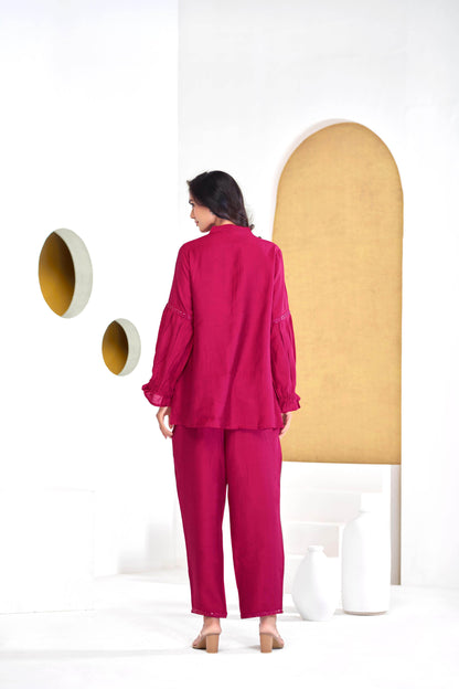 Mahi Red & Purple Cotton Co-Ord Set – Stylish Women’s Ethnic Wear