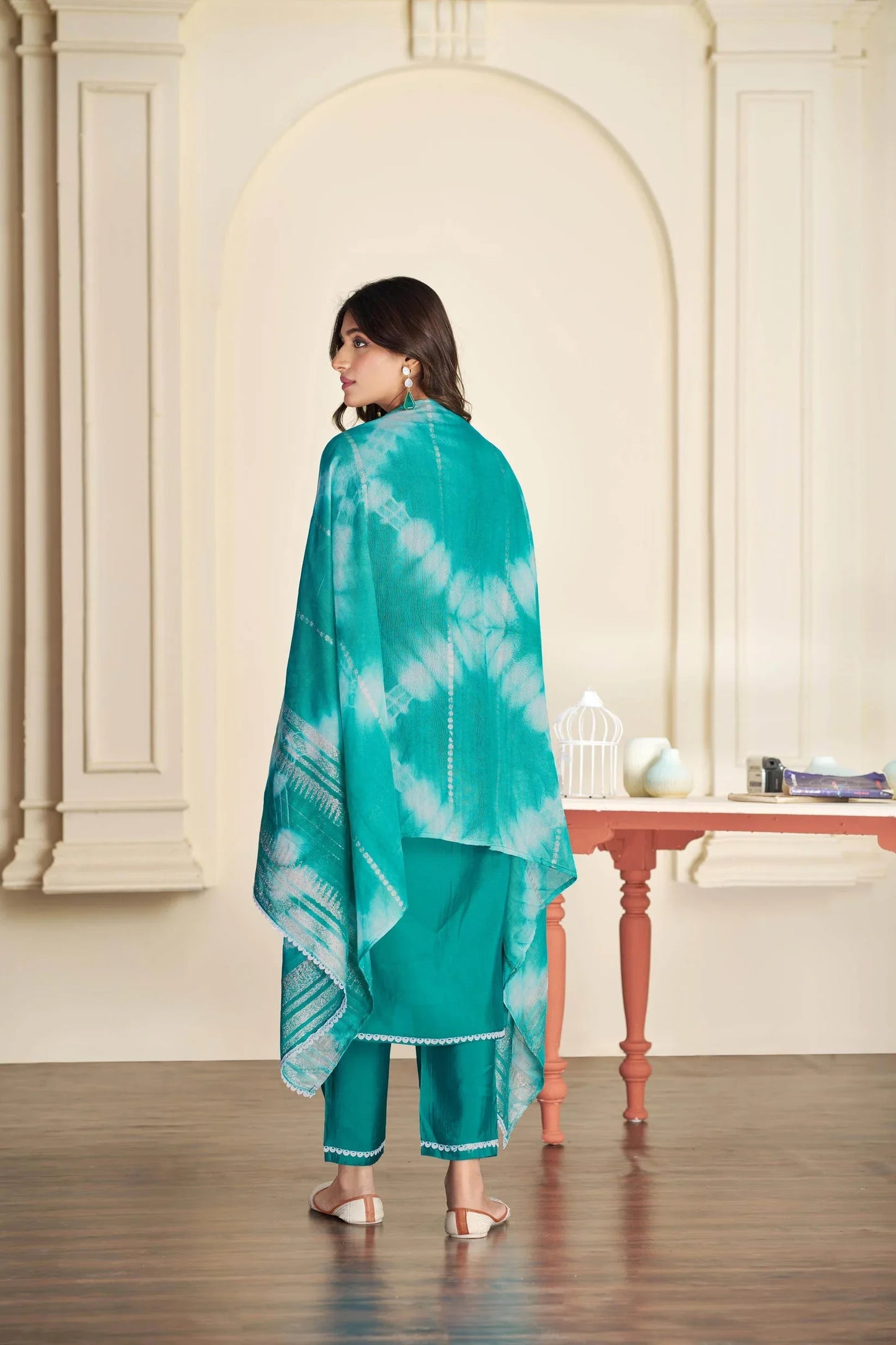 Shreya Silk Rama & Mustard Kurta Set with Dupatta for Women – Elegant Festive Ethnic Wear - warehousetech13