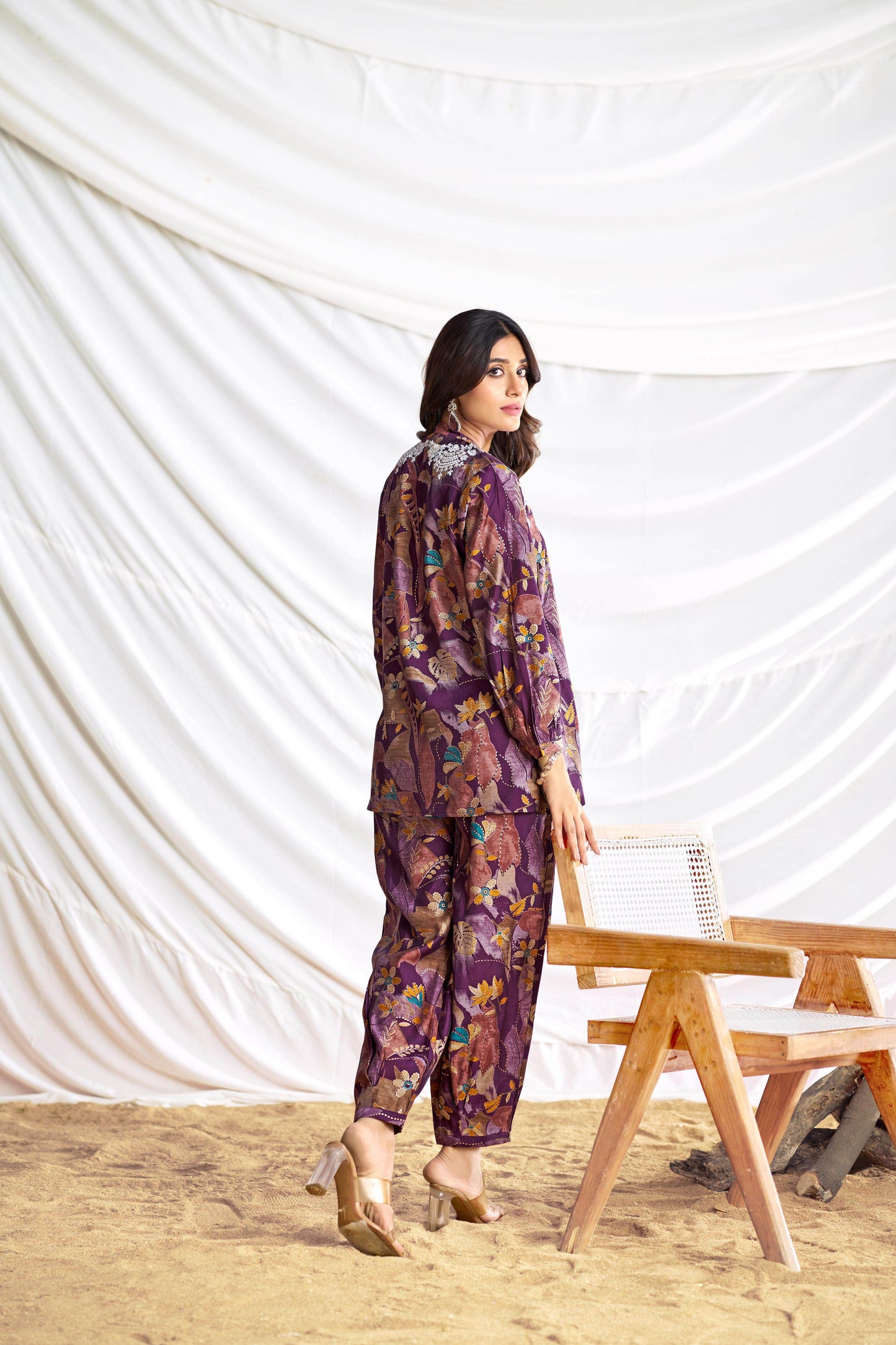 Nilisha Purple & Teal Chanderi Co-Ord Set – Premium Lightweight Ethnic Wear for Women