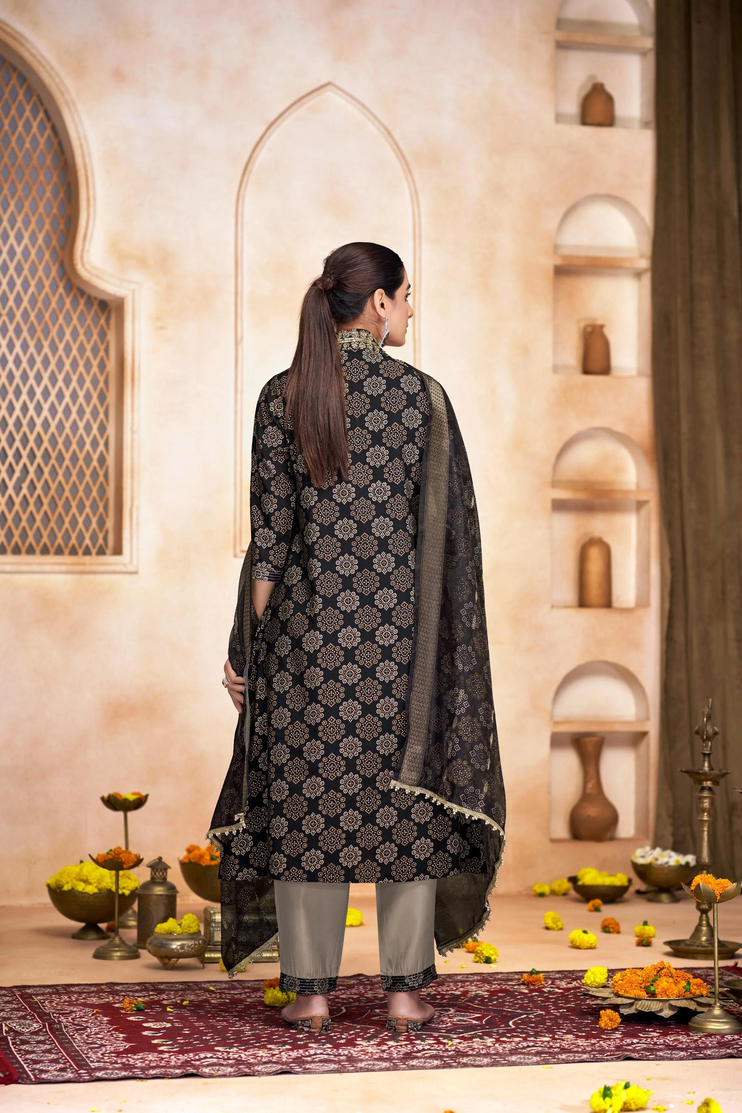Rashmi Black & Blue Kurta Dupatta Set – Stylish Indian Ethnic Outfit - warehousetech13