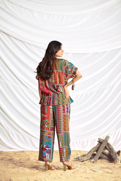 Kate Beige & Brown Chanderi Co-Ord Set - Elegant Modal Fabric Ethnic Wear