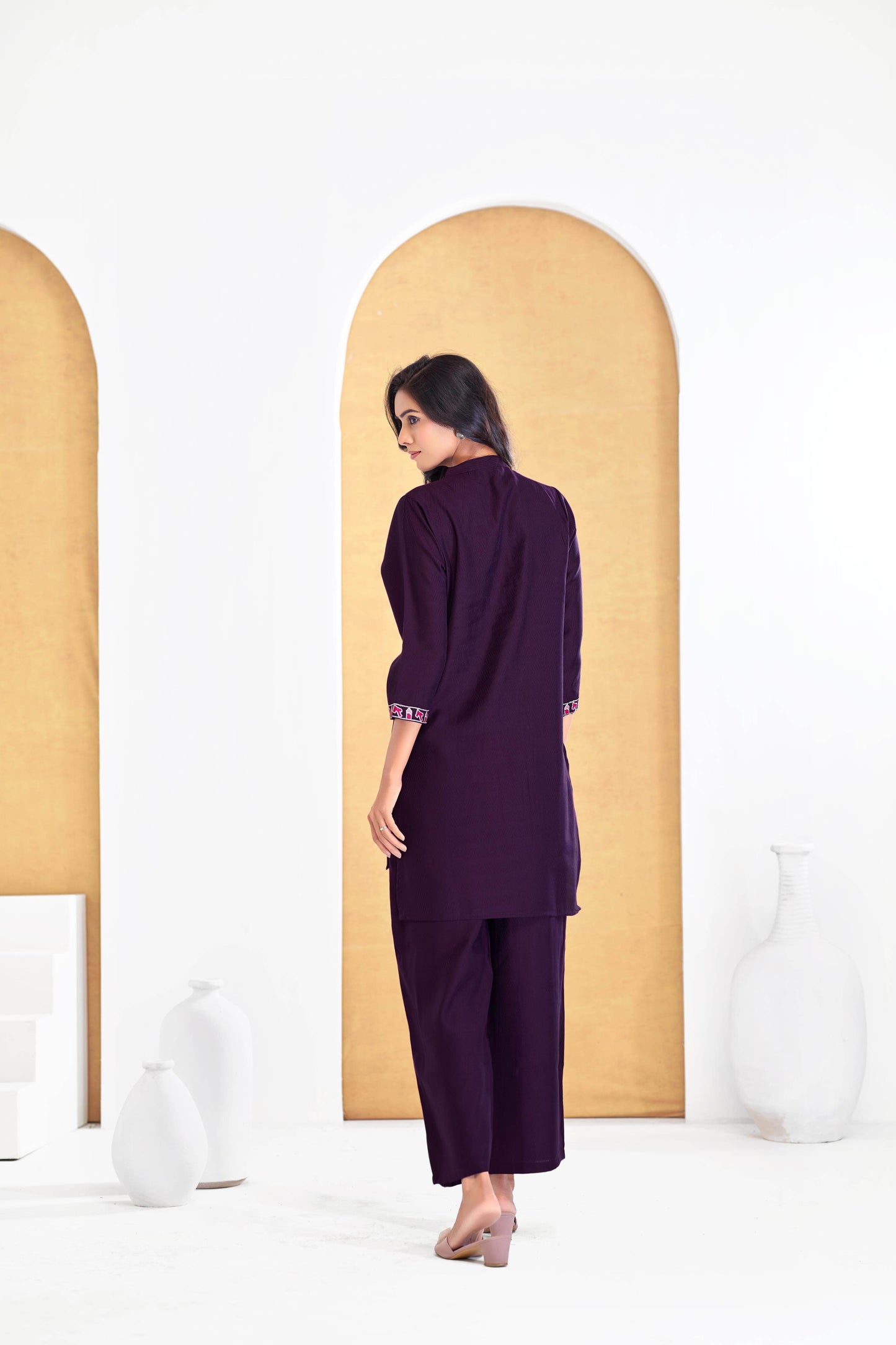 Deepti Olive & Purple Modal Chanderi Co-Ord Set for Women