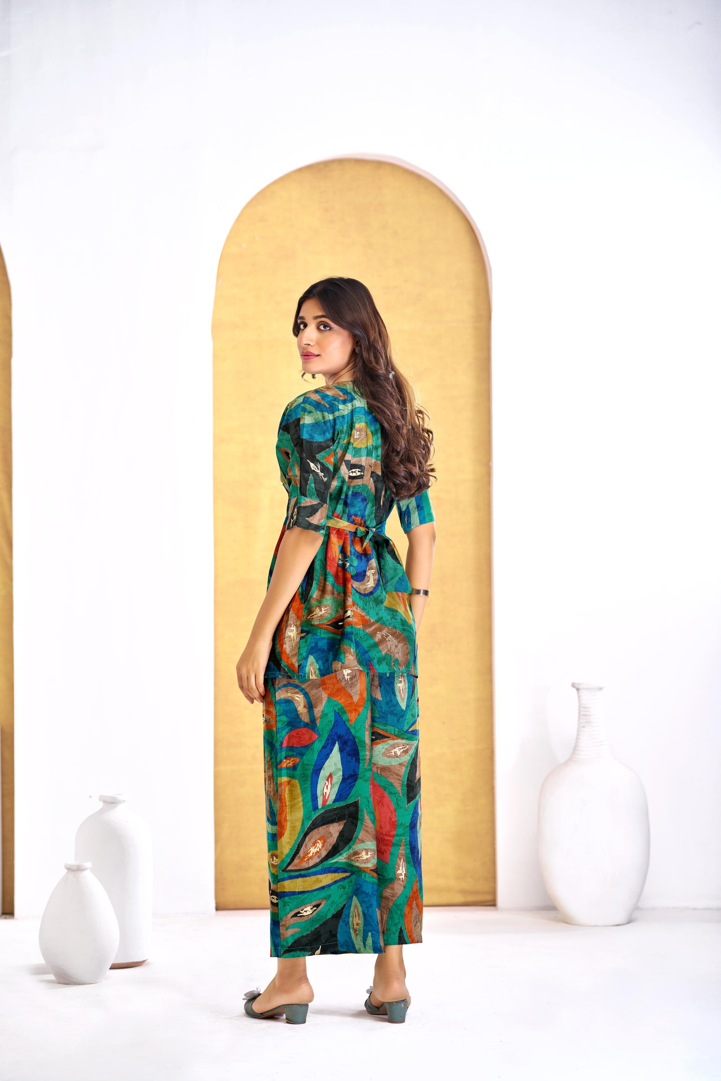 Kalki Green & Blue Modal Chanderi Women's Co-Ord Set – Elegant Ethnic Wear