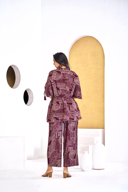 Elegant Hetal Black & Wine Modal Chanderi Co-Ord Set | Perfect for Formal & Semi-Formal Events