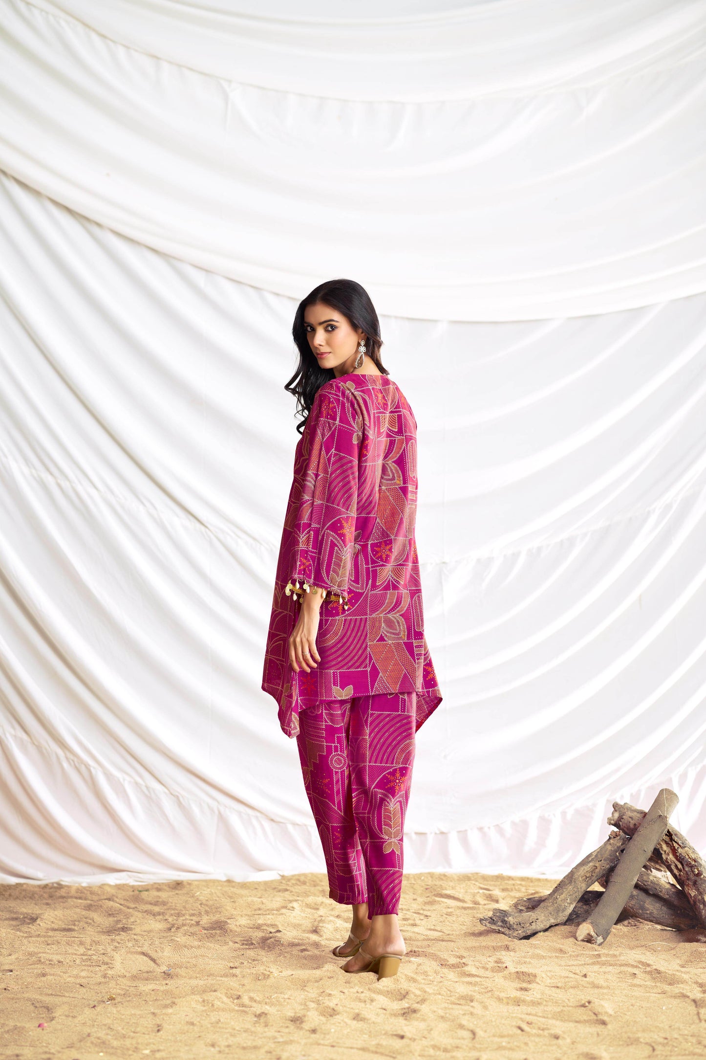 Ashka Chanderi Co-Ord Set in Fuschia & Mustard – Elegant Ethnic Wear, Lightweight & Stylish
