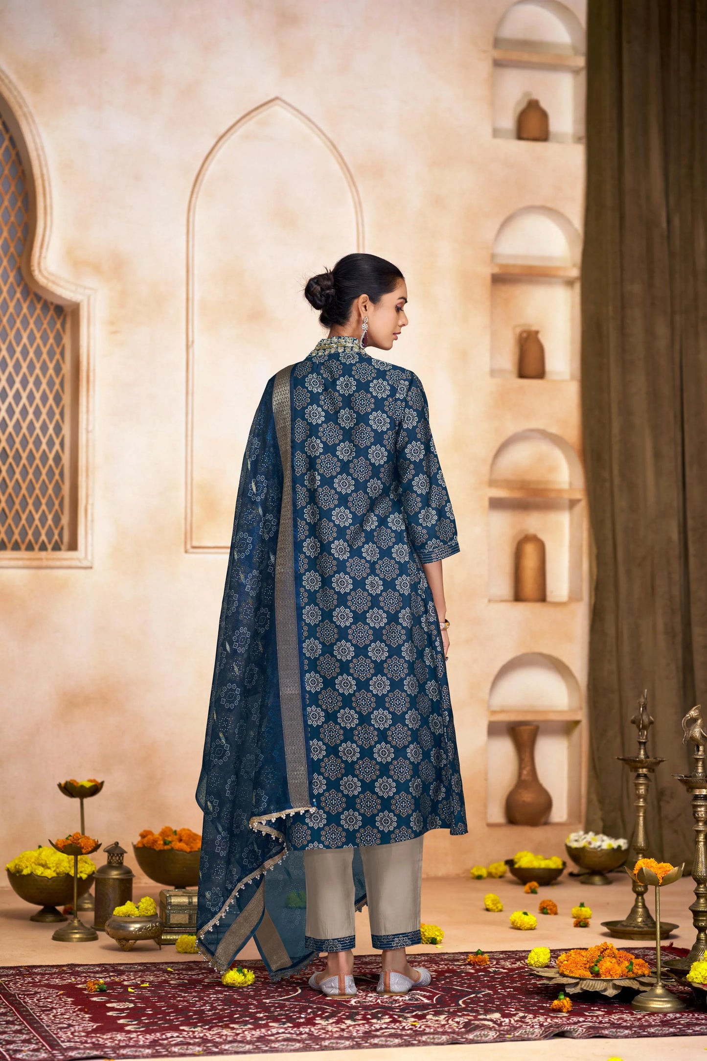 Rashmi Black & Blue Kurta Dupatta Set – Stylish Indian Ethnic Outfit - warehousetech13