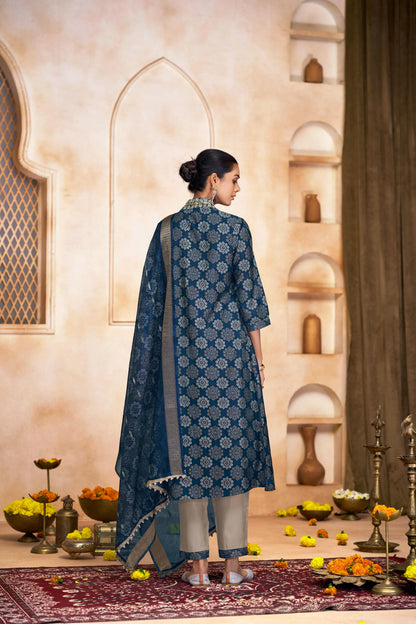 Rashmi Black & Blue Kurta Dupatta Set – Stylish Indian Ethnic Outfit - warehousetech13