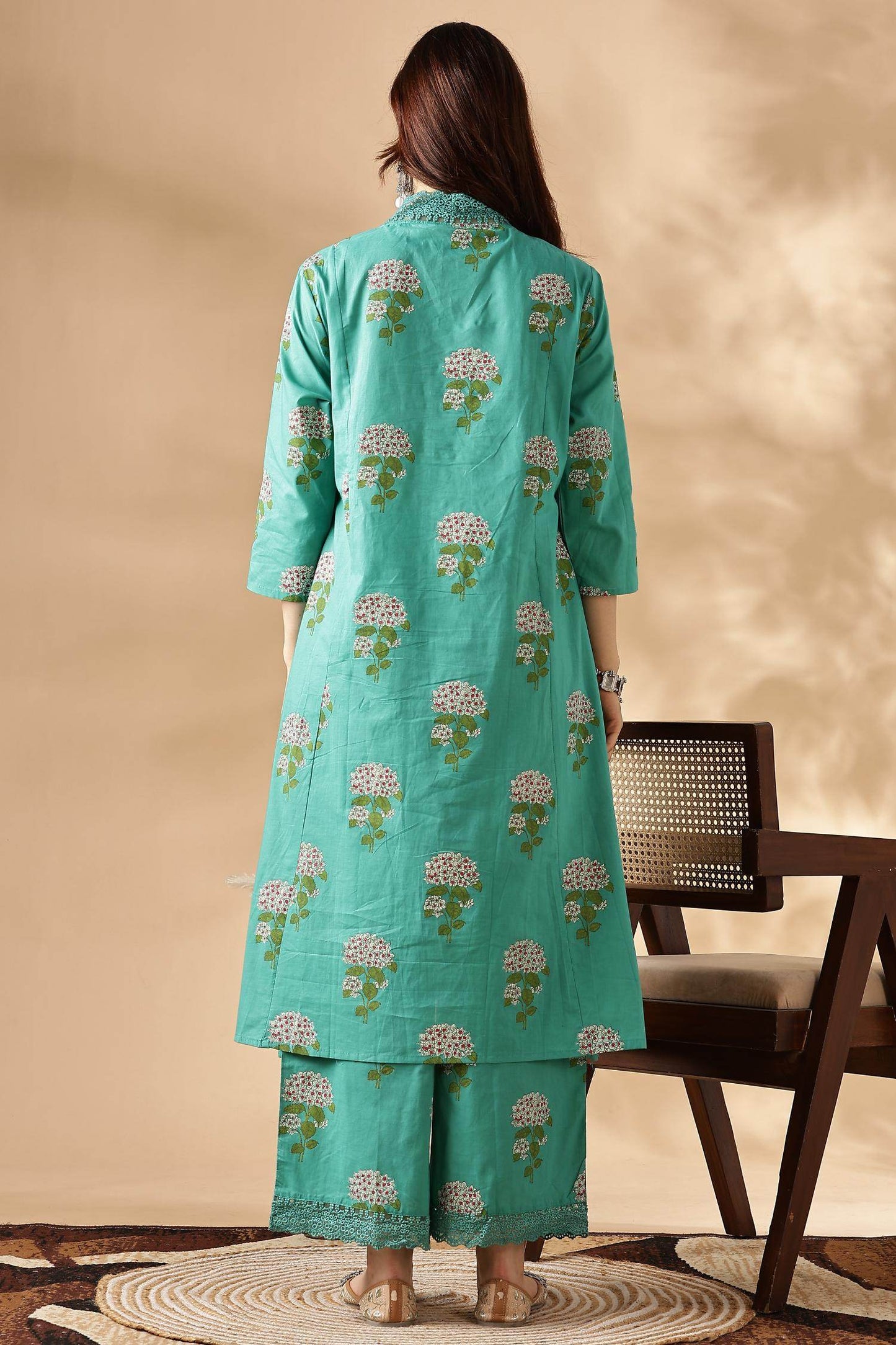 Karishma Cotton Green Kurta Set with Dupatta | Elegant Ethnic Wear for Women
