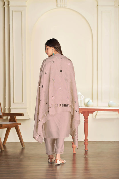 Prachi Silk Teal & Beige Kurta Set with Dupatta for Women - warehousetech13