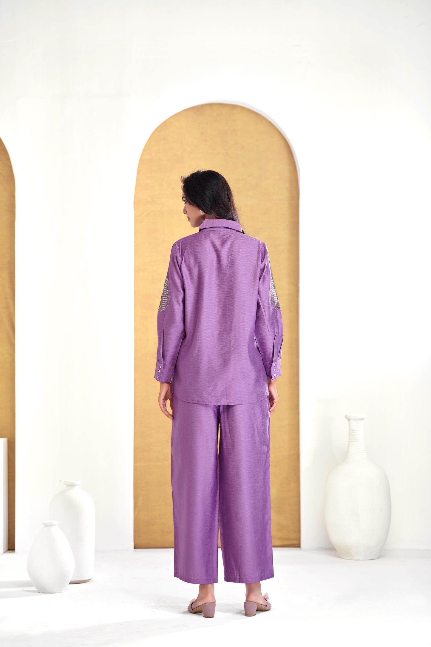 Saroj Purple & Mustard Chanderi Co-Ord Set for Women - Elegant Ethnic Wear