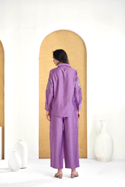 Saroj Purple & Mustard Chanderi Co-Ord Set for Women - Elegant Ethnic Wear