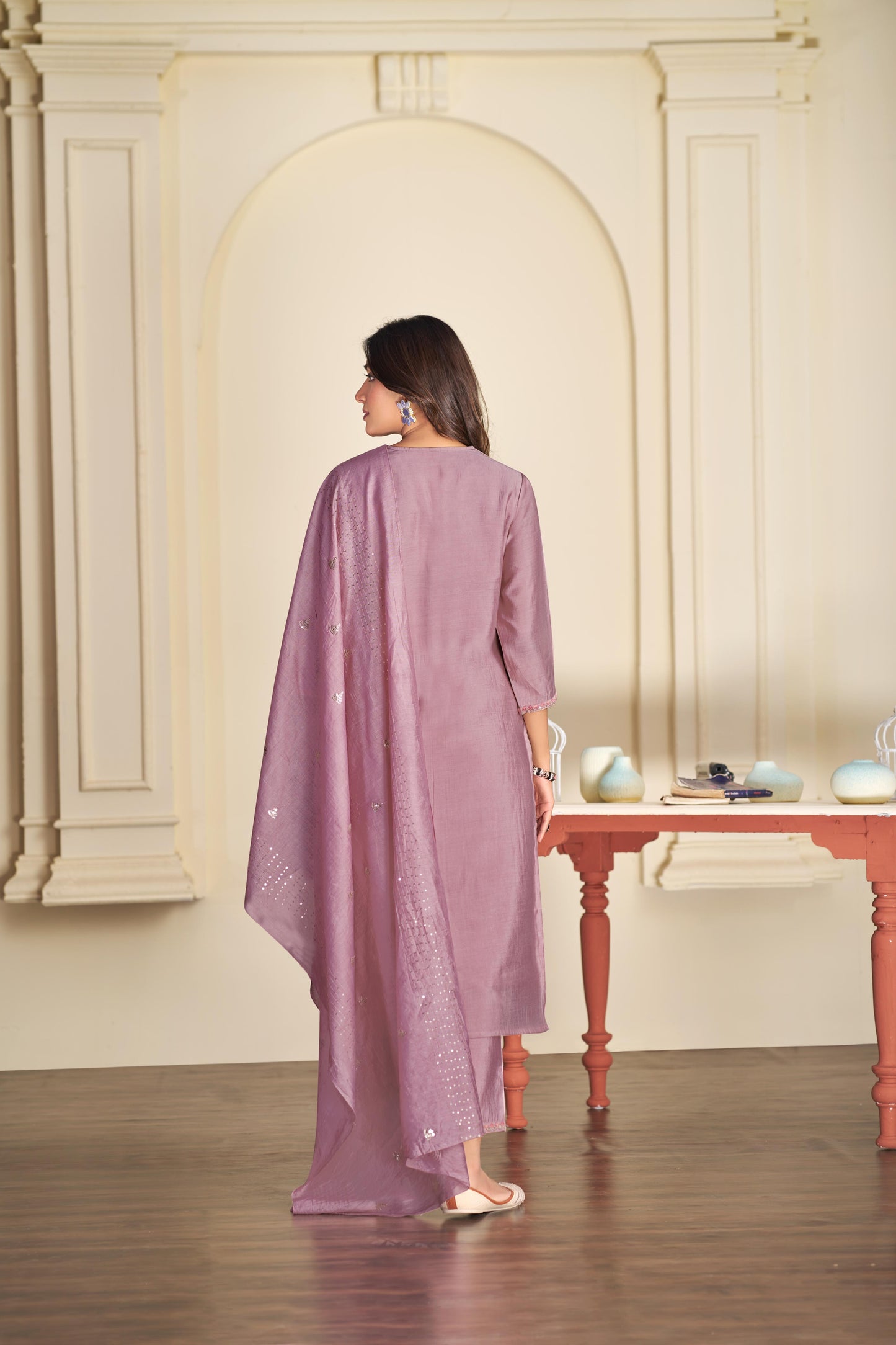 BulBul Preksha Green & Mauve Embroidered Roman Silk Salwar Suit for Women | Festive Ethnic Wear Set