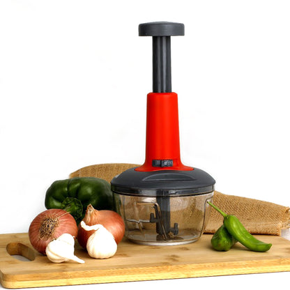5901 Matte Finish Manual Hand Press Chopper For Kitchen Mini Handy Compact Chopper With 3 Blades For Effortlessly Chopping Vegetables Fruits For Your Kitchen. - warehousetech13