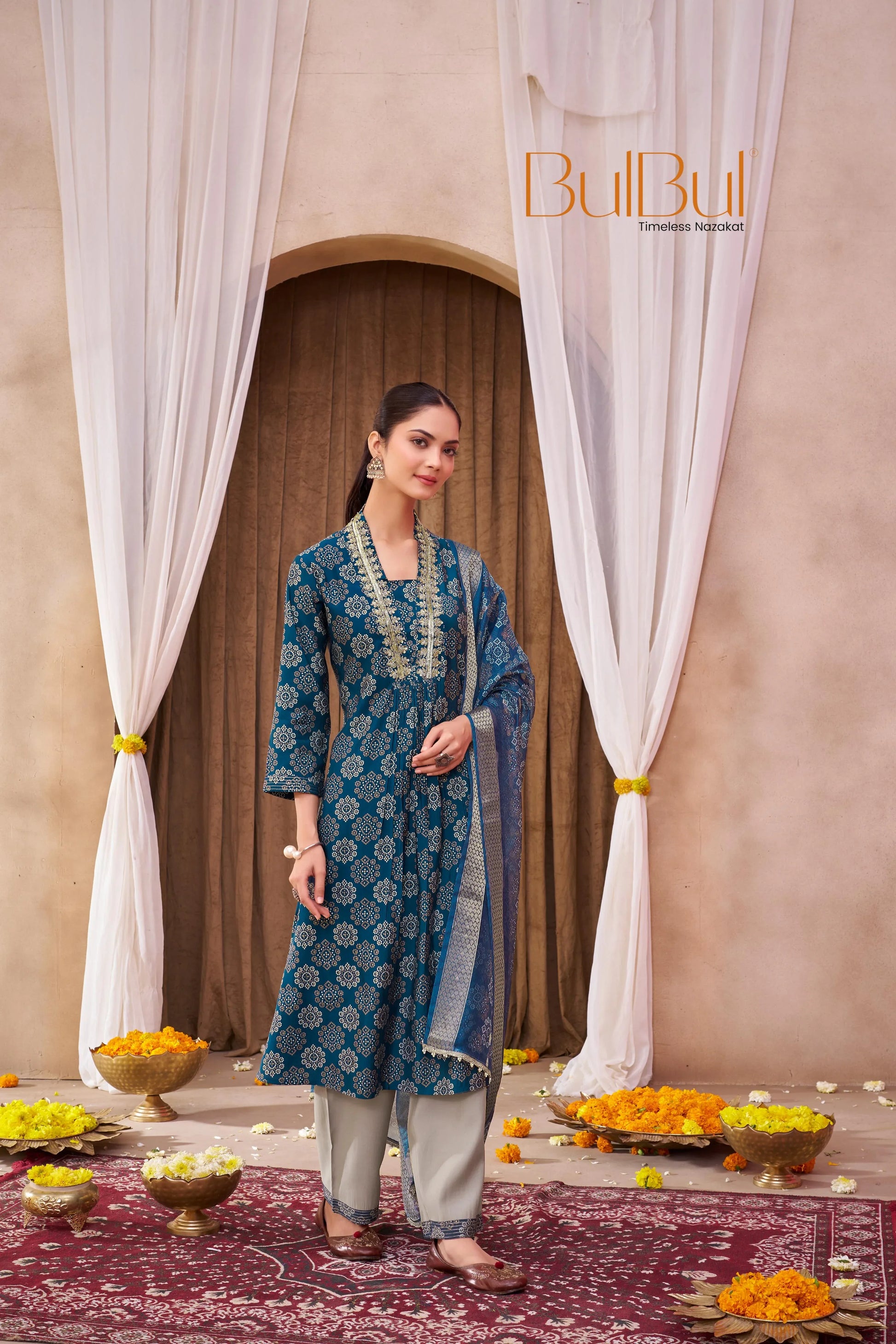 Rashmi Black & Blue Kurta Dupatta Set – Stylish Indian Ethnic Outfit - warehousetech13