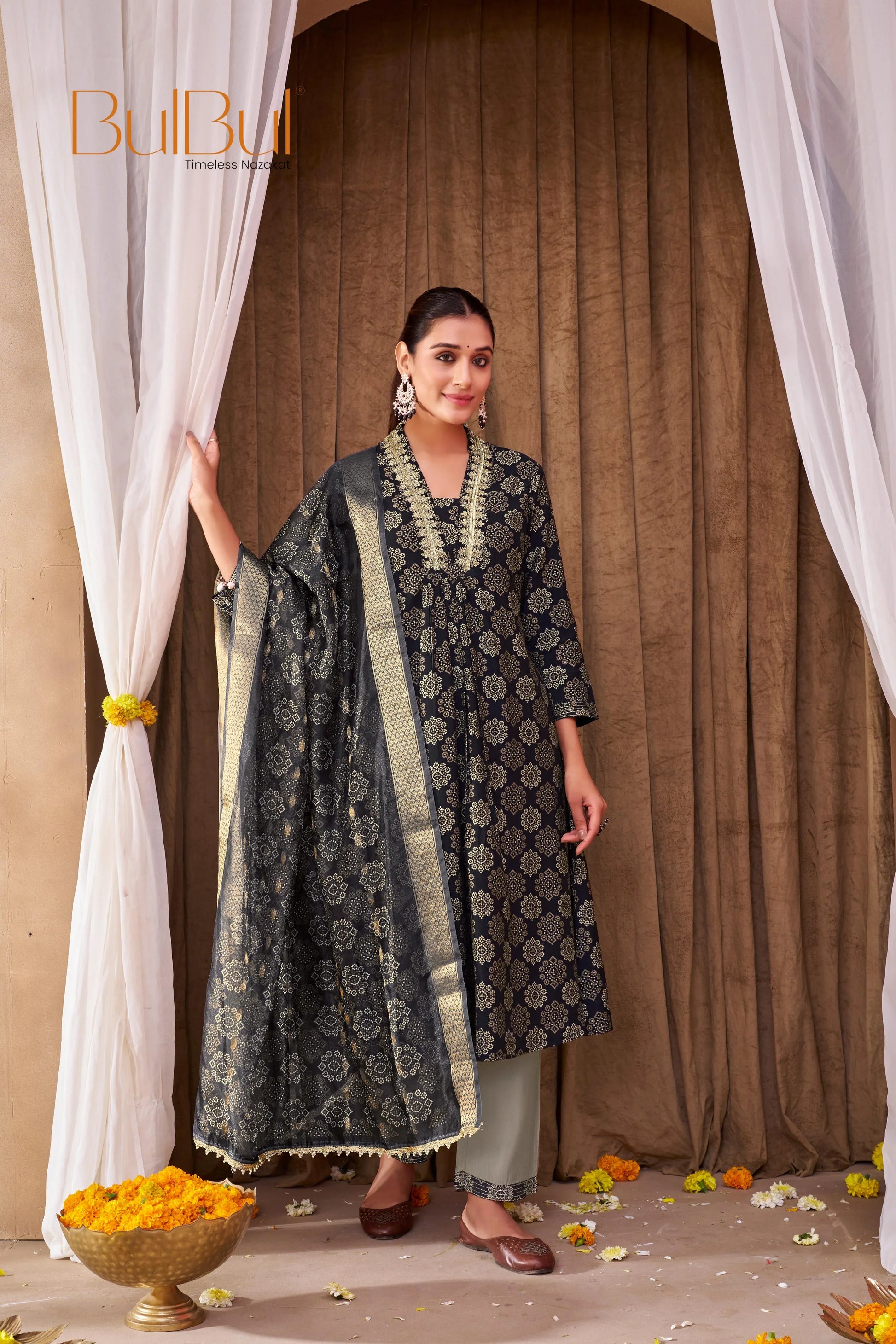 Rashmi Black & Blue Kurta Dupatta Set – Stylish Indian Ethnic Outfit - warehousetech13