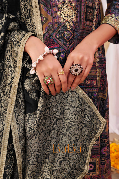 Rashmi Black Kurta and Dupatta Set - Traditional Indian Wear for Women - warehousetech13