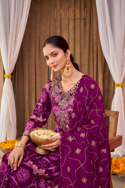 Rashmi Chanderi Navy & Pink Kurta Set with Dupatta - Elegant Modal Fabric Ethnic Wear - warehousetech13