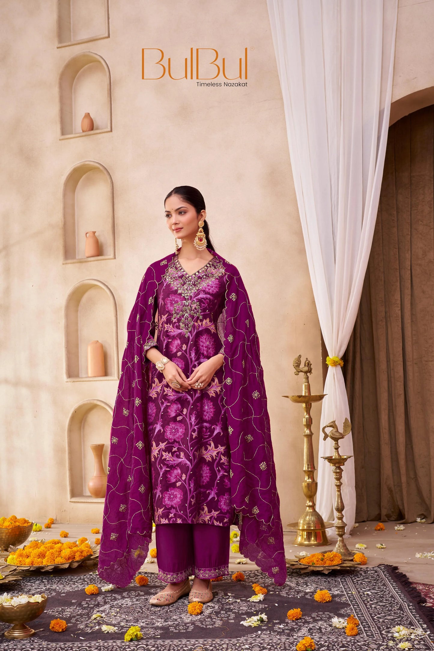 Rashmi Chanderi Navy & Pink Kurta Set with Dupatta - Elegant Modal Fabric Ethnic Wear - warehousetech13