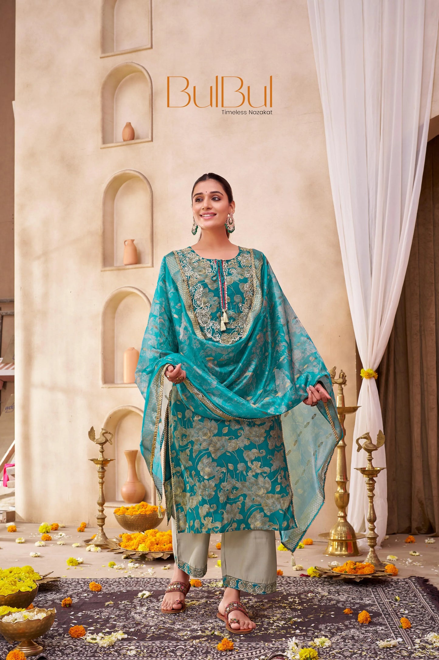 Shehnaaz Maroon & Rama Handwork Kurta Set with Dupatta | Elegant Festive Wear for Women - warehousetech13