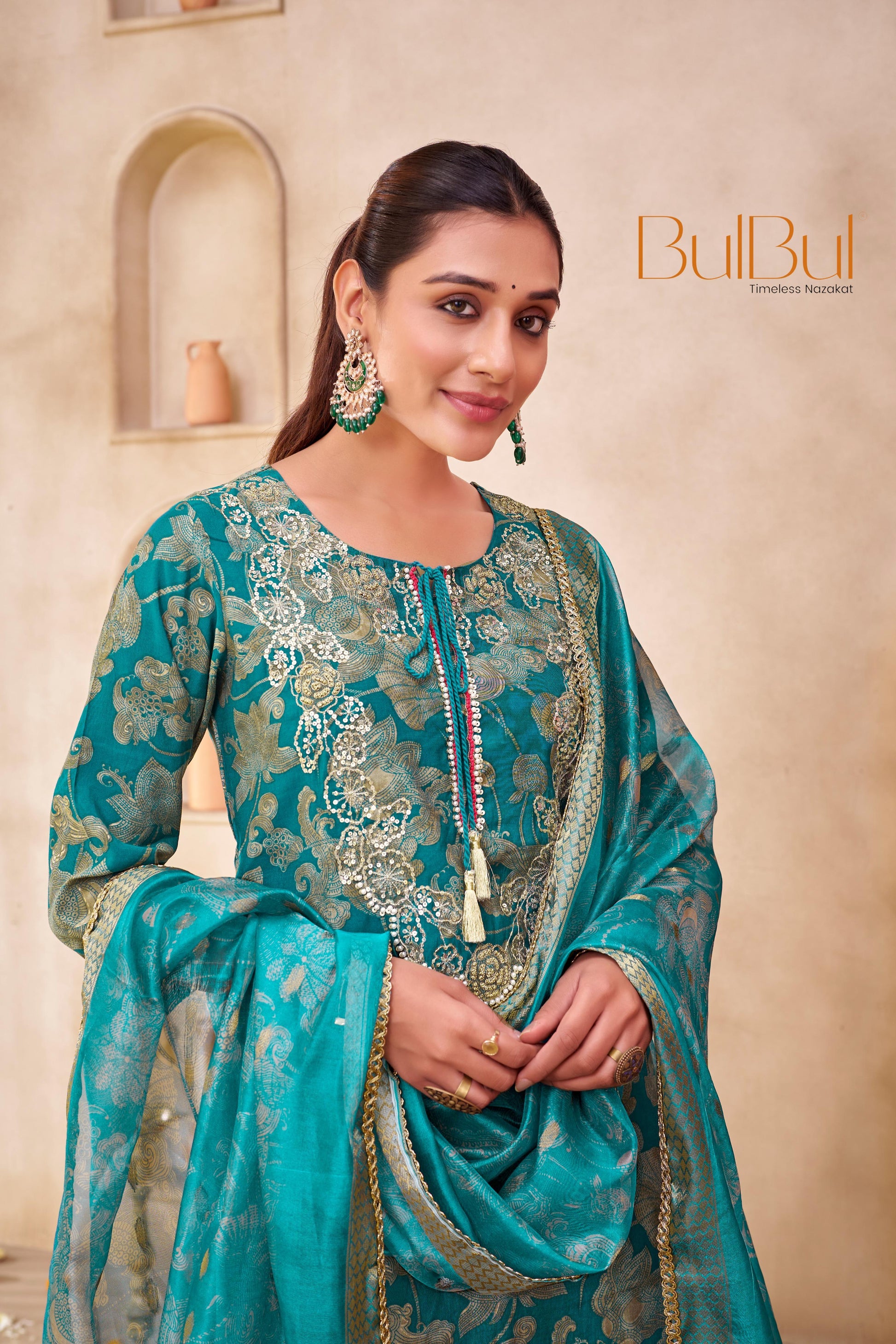 Shehnaaz Maroon & Rama Handwork Kurta Set with Dupatta | Elegant Festive Wear for Women - warehousetech13