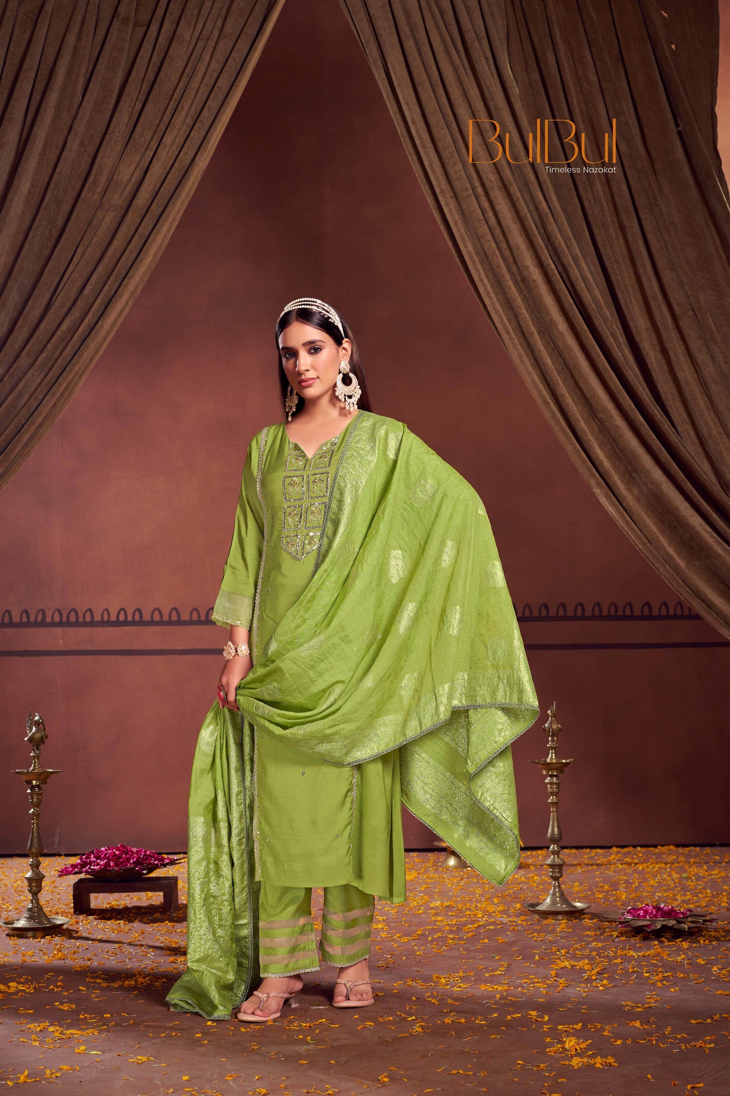 Women's Nafisa Viscose Teal Green Kurta Set with Dupatta - Elegant Ethnic Wear for Festive & Casual Occasions