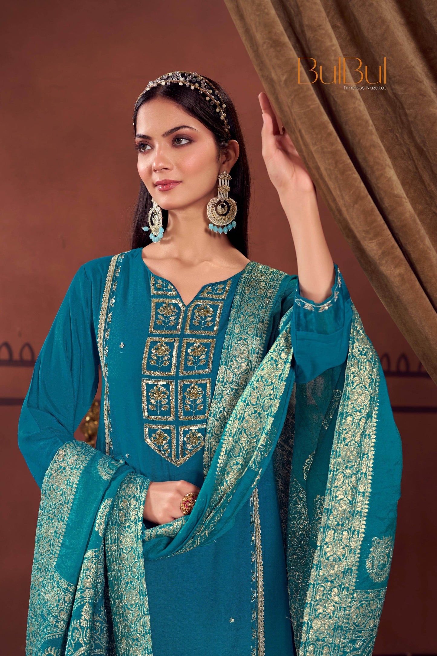 Women's Nafisa Viscose Teal Green Kurta Set with Dupatta - Elegant Ethnic Wear for Festive & Casual Occasions