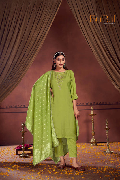 Adab Muslin Teal & Green Kurta Set with Dupatta | Ethnic Wear for Women
