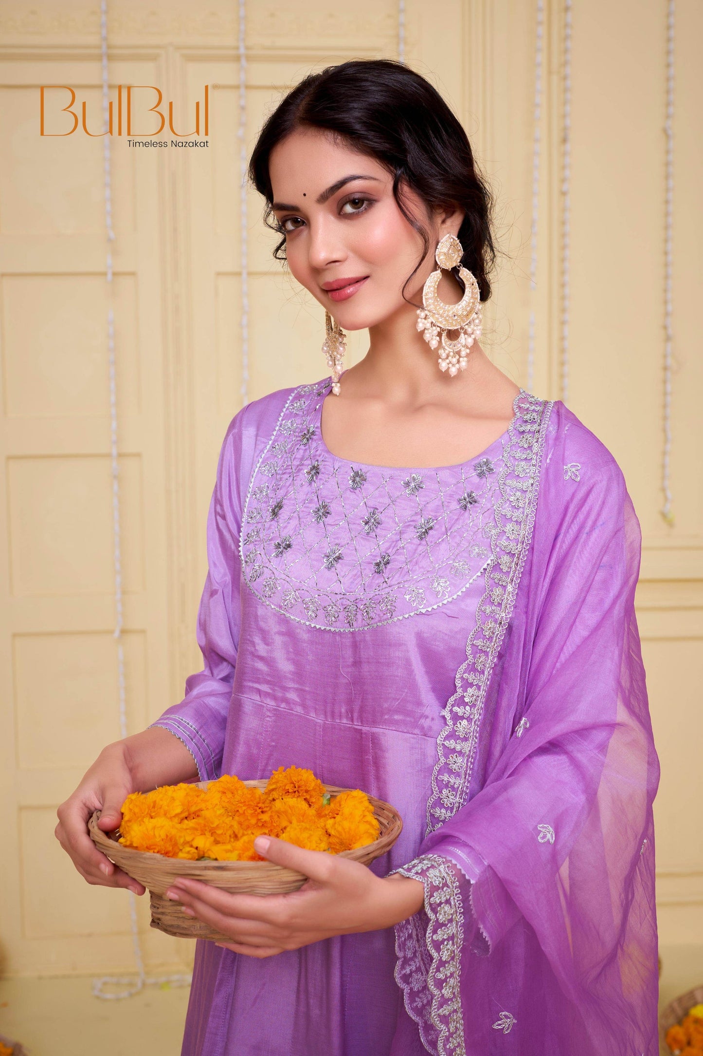 Women's Indu Viscose Purple & Peach Kurta Set with Dupatta - Elegant Ethnic Wear for Festive & Casual Occasions