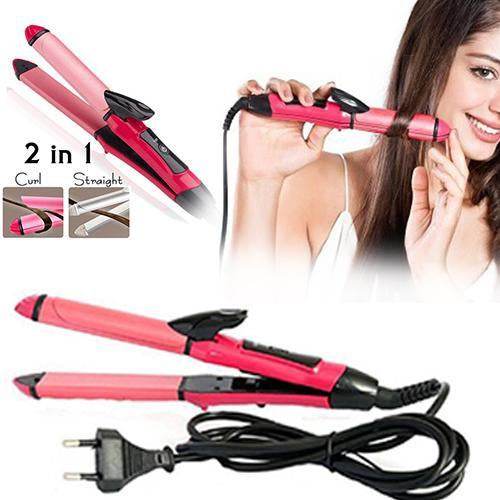 2 In 1 Hair Straightener And Curler Machine For Women Curl Straight Hair Iron - warehousetech13