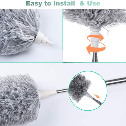 1279 Microfiber Dusters For Cleaning Telescoping Feather Duster With 100 Inches Extendable Handle Pole Dusting Cleaning Tools For Cleaning High Ceiling Ceiling Fan Blinds Cobwebs Furniture Cars - warehousetech13