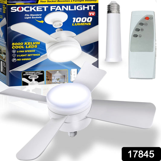 17845 Socket Fan Light Original - Cool Light Led Ceiling Fans With Lights And Remote Control Replacement For Lightbulb - Bedroom Kitchen Living Room1000 Lumens 5000 Kelvins Cool Leds (Remote Battery Not Included) - warehousetech13
