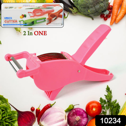 Plastic 2 In 1 Vegetable Fruit Multi Cutter 5 Blade Vegetable Cutter With Peeler (1 Pc Multicolor) - warehousetech13