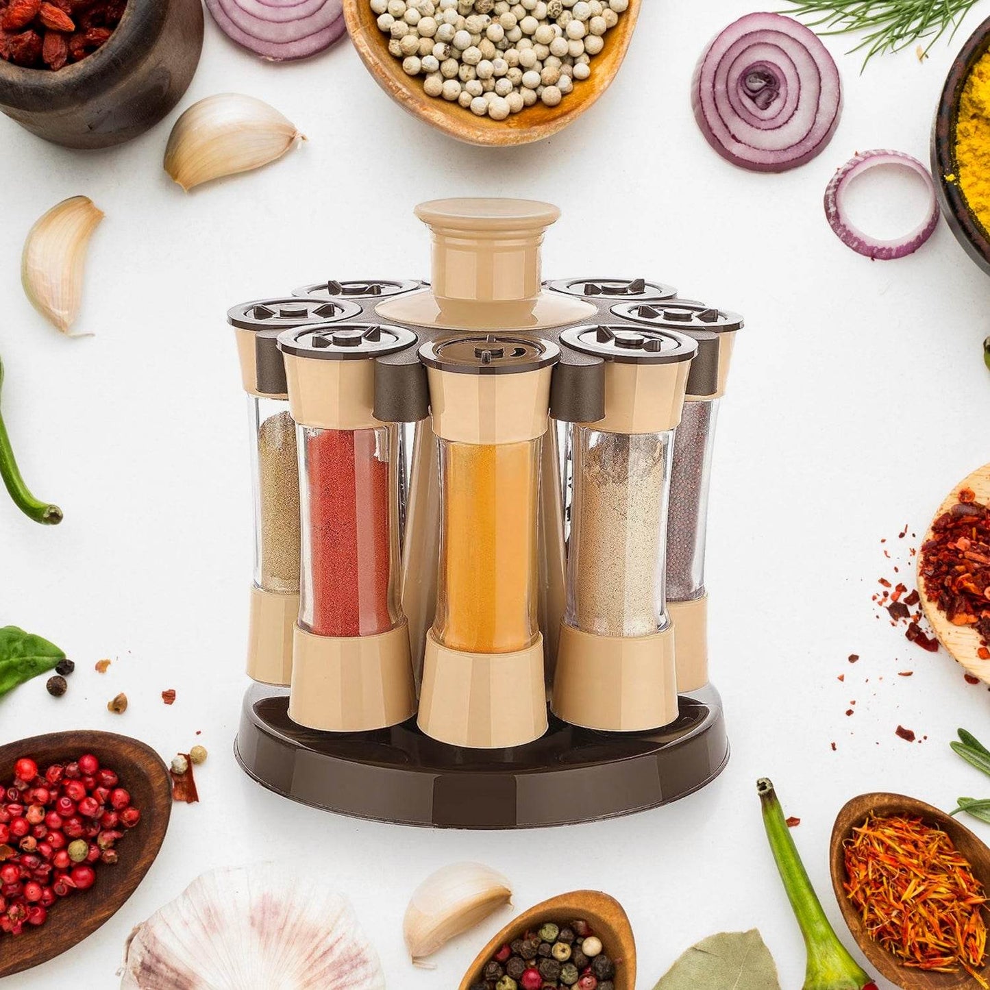 Revolving Spice Rack For Kitchen And Dining Table 8 Spice Jars - warehousetech13