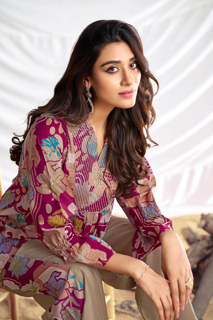 Ojasvi Red & Black Chanderi Co-Ord Set for Women – Festive Ethnic Wear, Modal Fabric