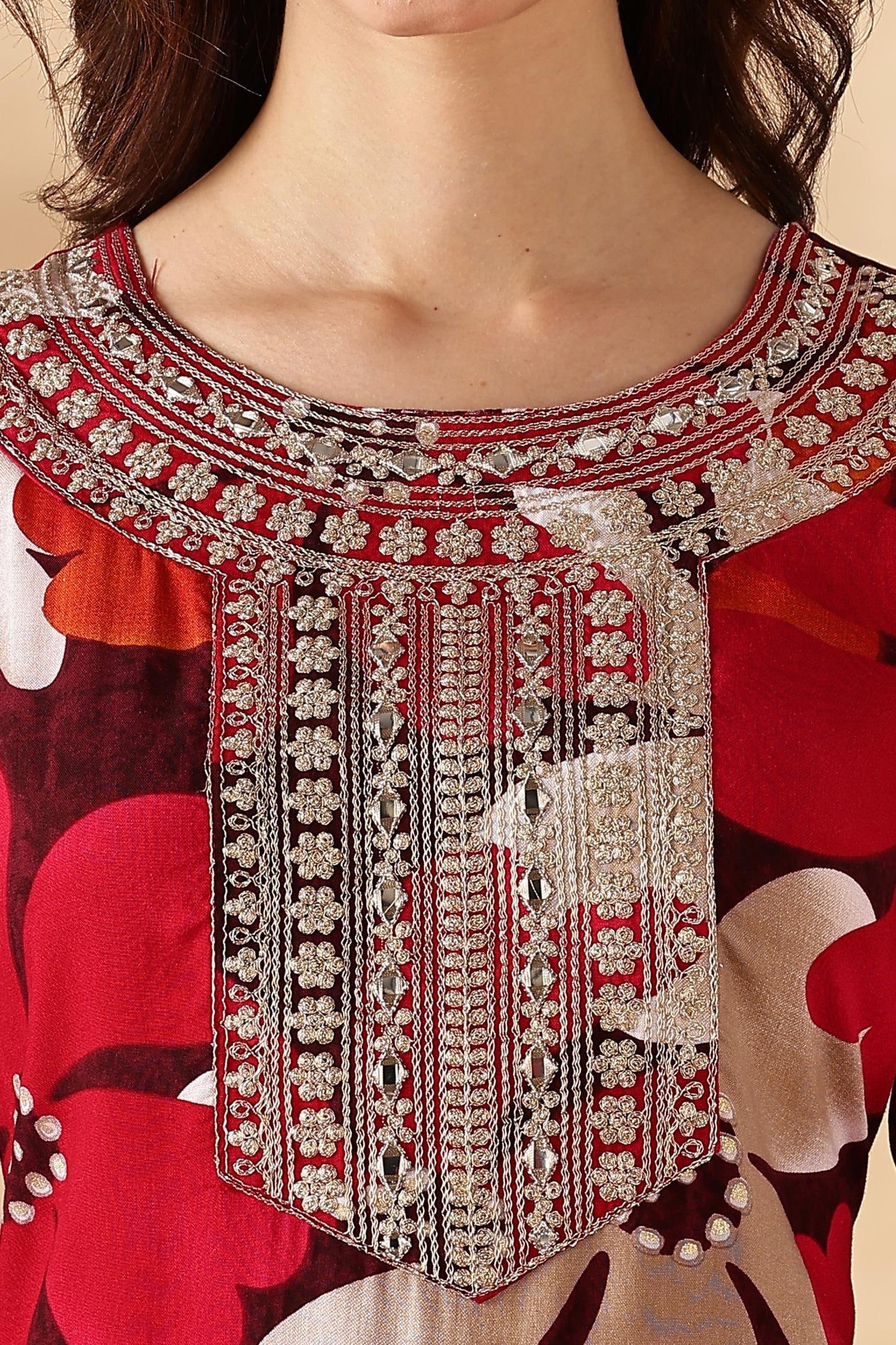 BulBul Roli Floral Printed Red & Grey Rayon Salwar Suit for Women | Elegant Ethnic Wear Set