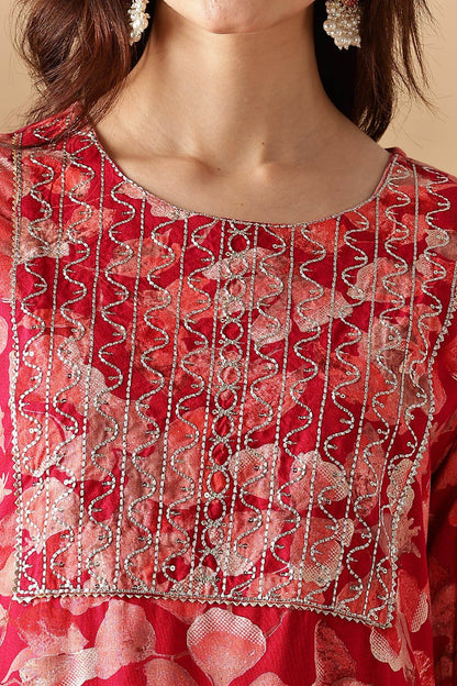 Simar Rayon Fuschia & Rama Kurta Set with Dupatta - Stylish Women’s Ethnic Wear, Comfortable & Vibrant Outfit