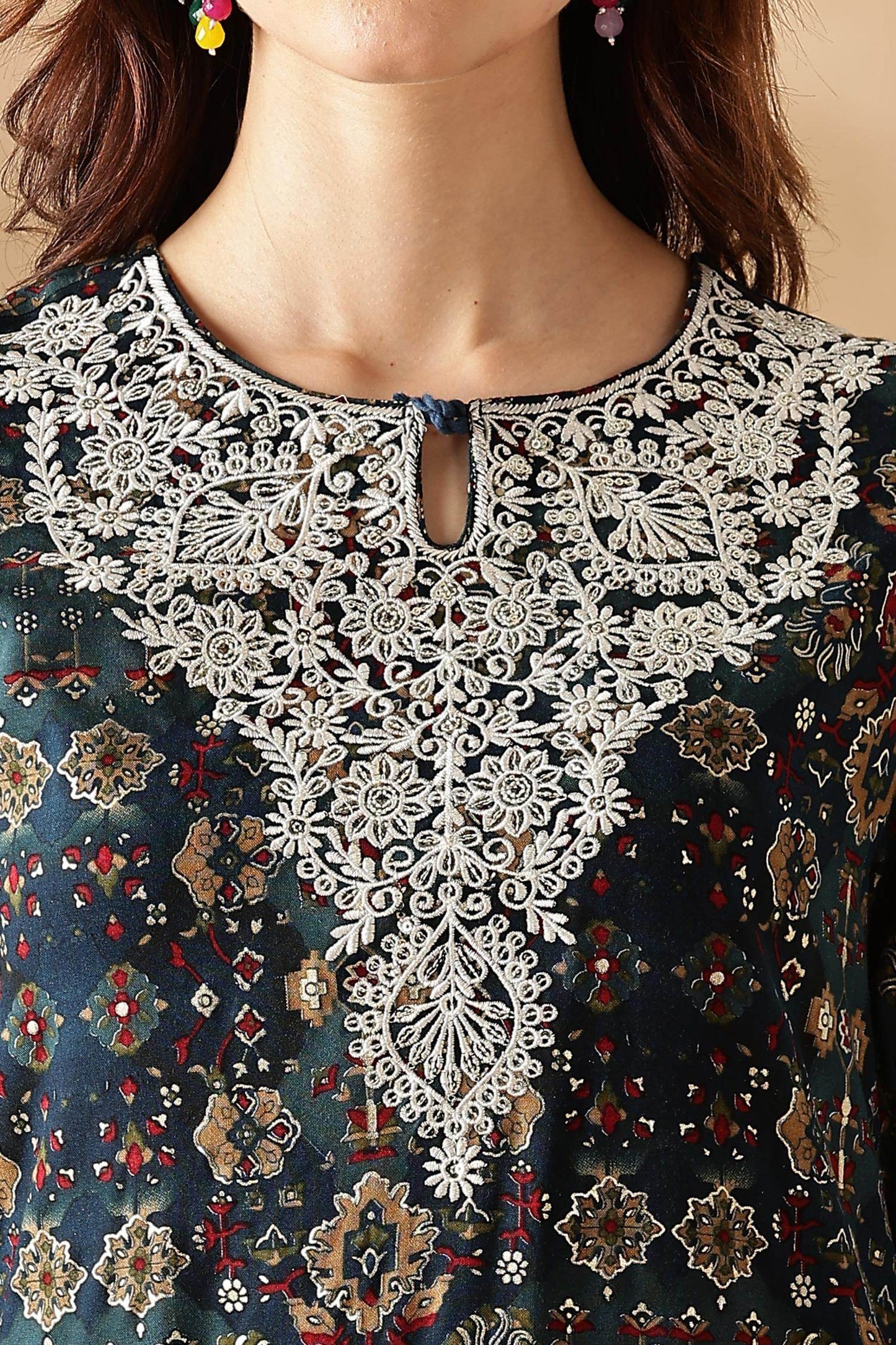 Stylish Anjali Rayon Kurta Set in Wine and Teal with Dupatta