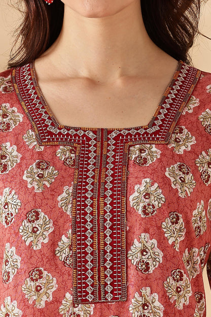 BulBul Shamaira Printed Grey & Rust Rayon Salwar Suit - Lightweight, Stylish Ethnic Wear for Women