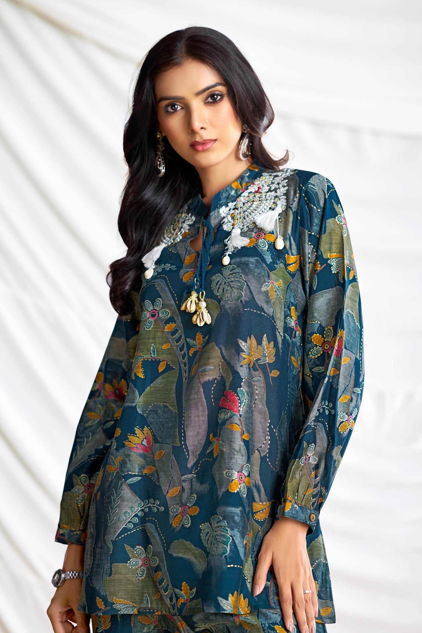 Nilisha Purple & Teal Chanderi Co-Ord Set – Premium Lightweight Ethnic Wear for Women