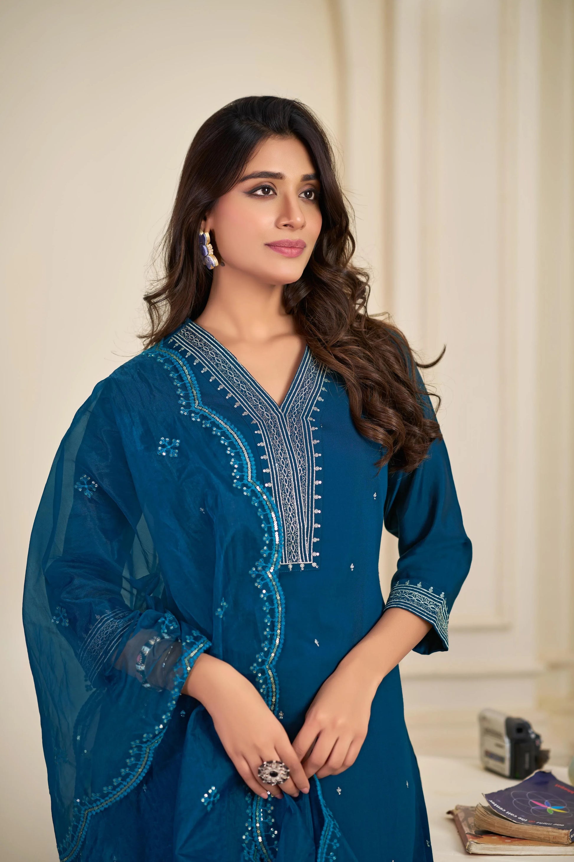 BulBul Ragini Solid Teal Pink Roman Silk Salwar Suit for Women | Elegant Festive Ethnic Wear Set - warehousetech13