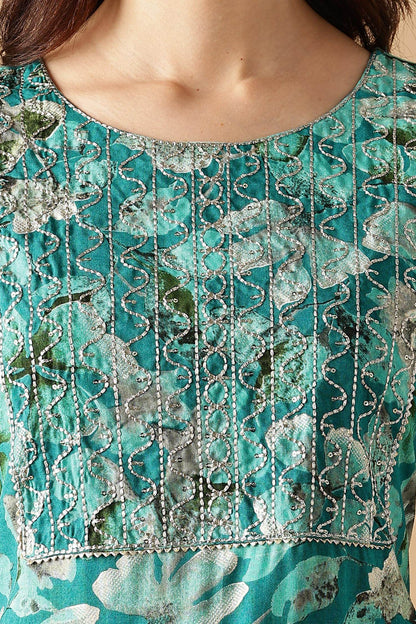 Simar Rayon Fuschia & Rama Kurta Set with Dupatta - Stylish Women’s Ethnic Wear, Comfortable & Vibrant Outfit