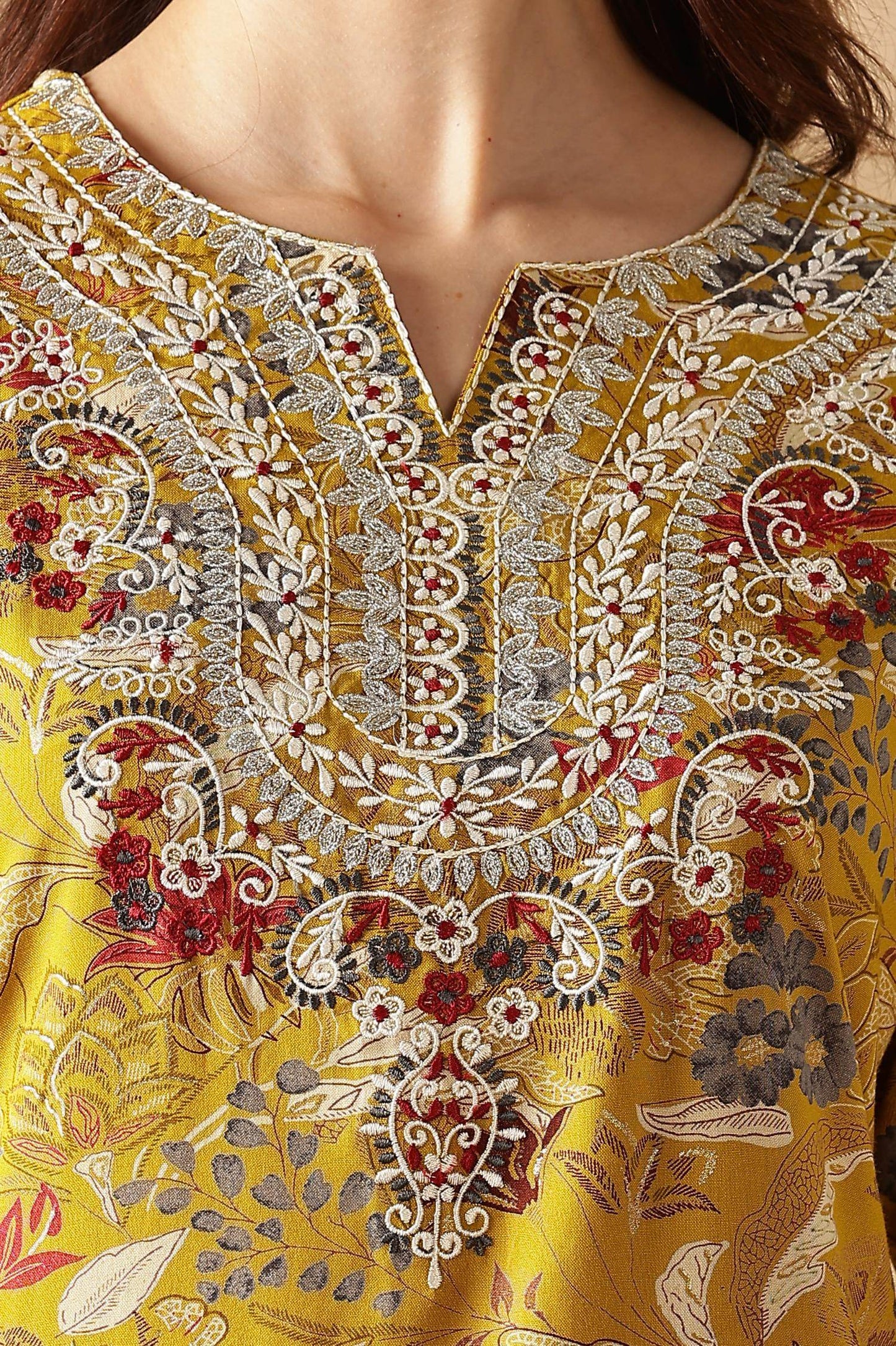 Alfina Yellow & Red Rayon Kurta Set with Dupatta for Women | Festive Ethnic Wear | Stylish Printed Kurta Set