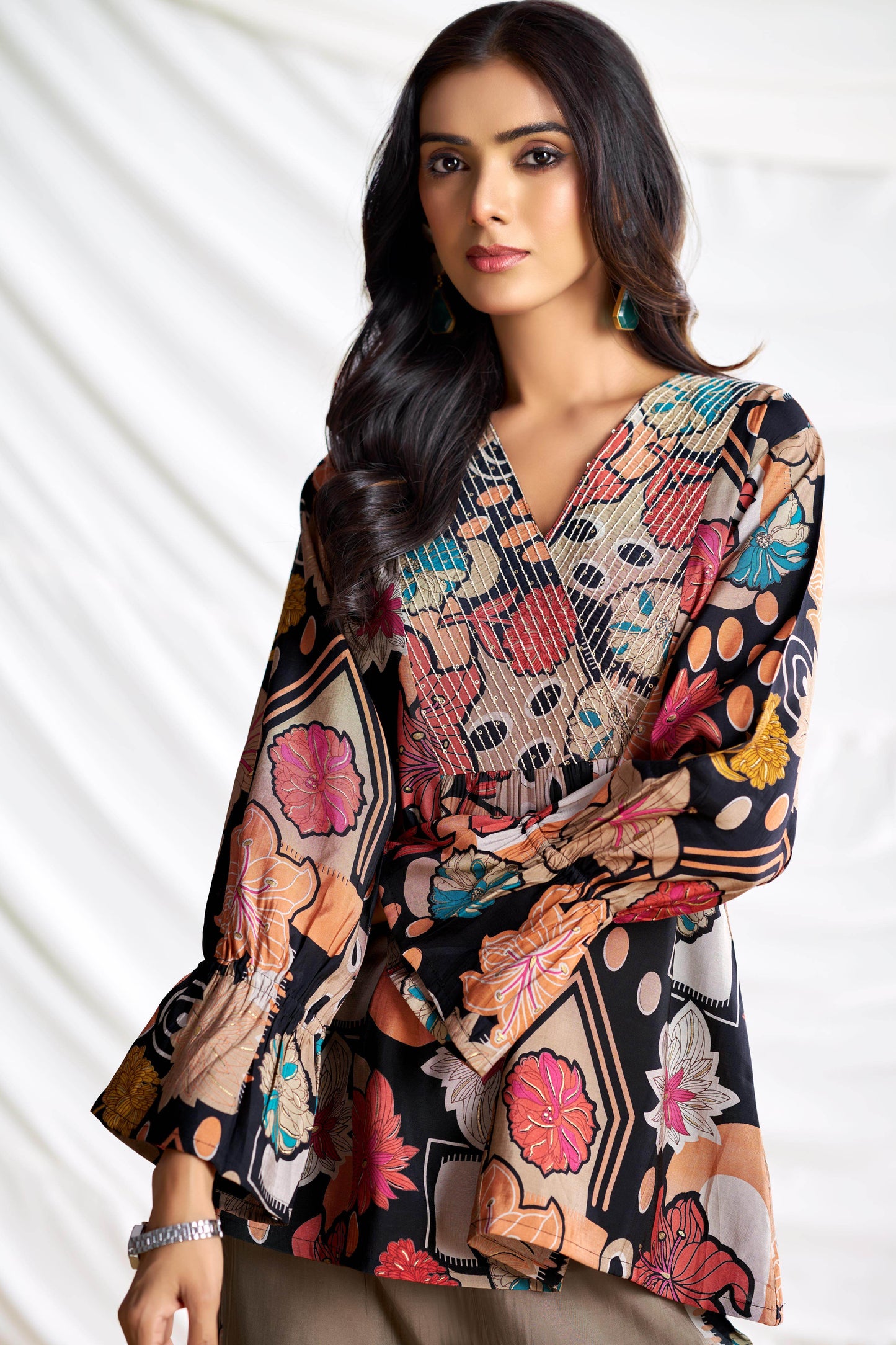 Ojasvi Red & Black Chanderi Co-Ord Set for Women – Festive Ethnic Wear, Modal Fabric